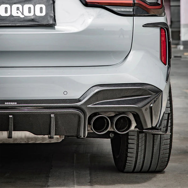 SooQoo BMW F97 X3M LCI SQ 3 Piece Rear Diffuser In Gloss Pre Preg Carbon Fibre (Facelift 2022+)