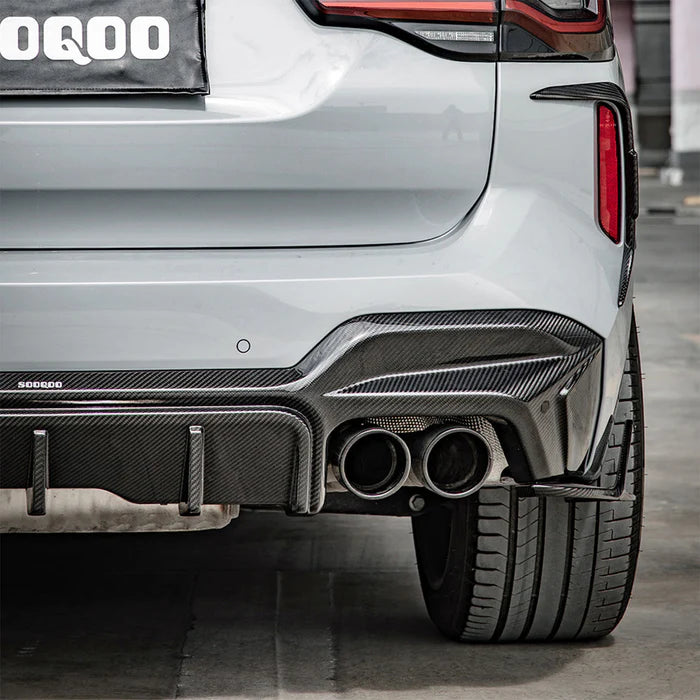 SooQoo BMW F97 X3M LCI SQ 3 Piece Rear Diffuser In Gloss Pre Preg Carbon Fibre (Facelift 2022+)