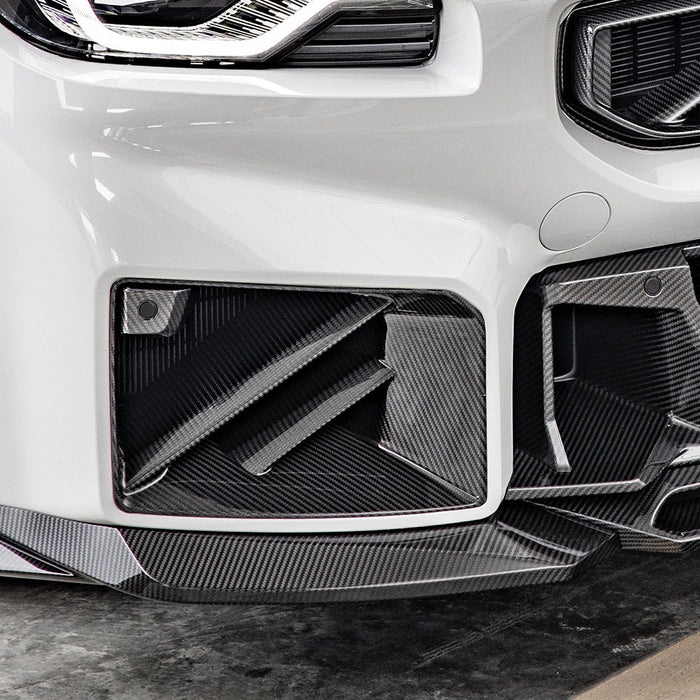 SooQoo BMW G87 M2 Twin Fin Front Ducts In Gloss Carbon Fibre