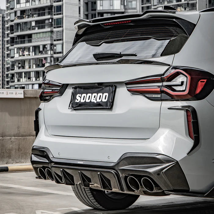 SooQoo BMW F97 X3M LCI SQ Rear Canards In Gloss Pre Preg Carbon Fibre (Facelift 2022+)
