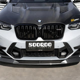 SooQoo BMW X3M F97 & X4M F98 LCI SQ-B Front Splitter In Gloss Pre Preg Carbon Fibre (Facelift 2022+)