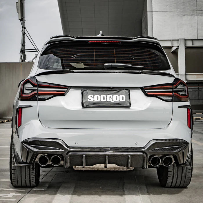 Bmw F97 Rear SooQoo BMW F97 X3M LCI SQ Rear Canards In Gloss Pre Preg Carbon Fibre