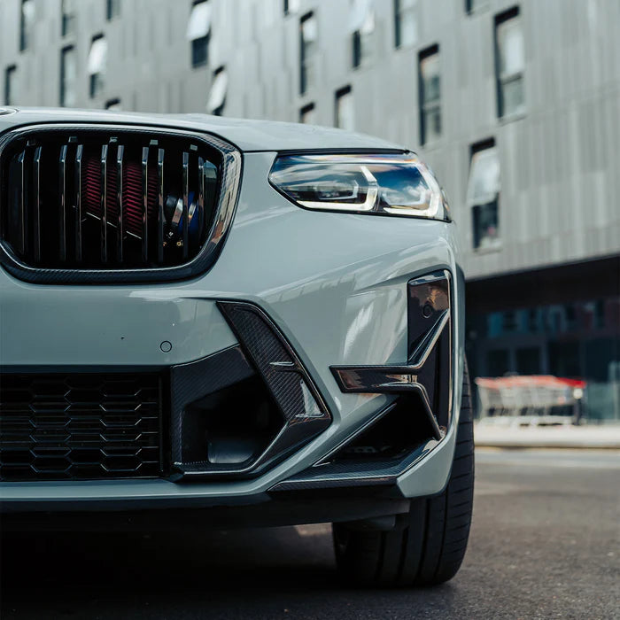 SooQoo BMW X3M F97 & X4M F98 LCI Front Canards In Gloss Pre Preg Carbon Fibre (Facelift 2022+)