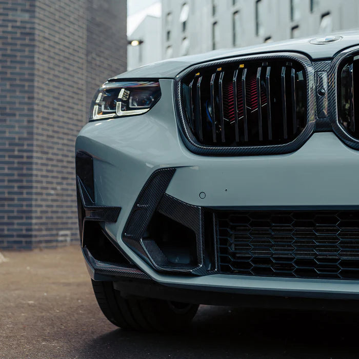 SooQoo BMW X3M F97 & X4M F98 LCI Front Canards In Gloss Pre Preg Carbon Fibre (Facelift 2022+)