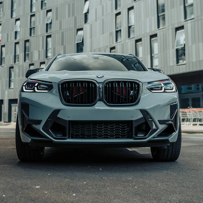 SooQoo BMW X3M F97 & X4M F98 LCI Front Canards In Gloss Pre Preg Carbon Fibre (Facelift 2022+)