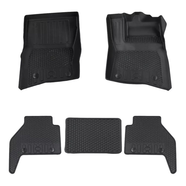Land Rover Defender 2020 110 5 Floor Rubber Mat Set Front & Rear Deep Sided