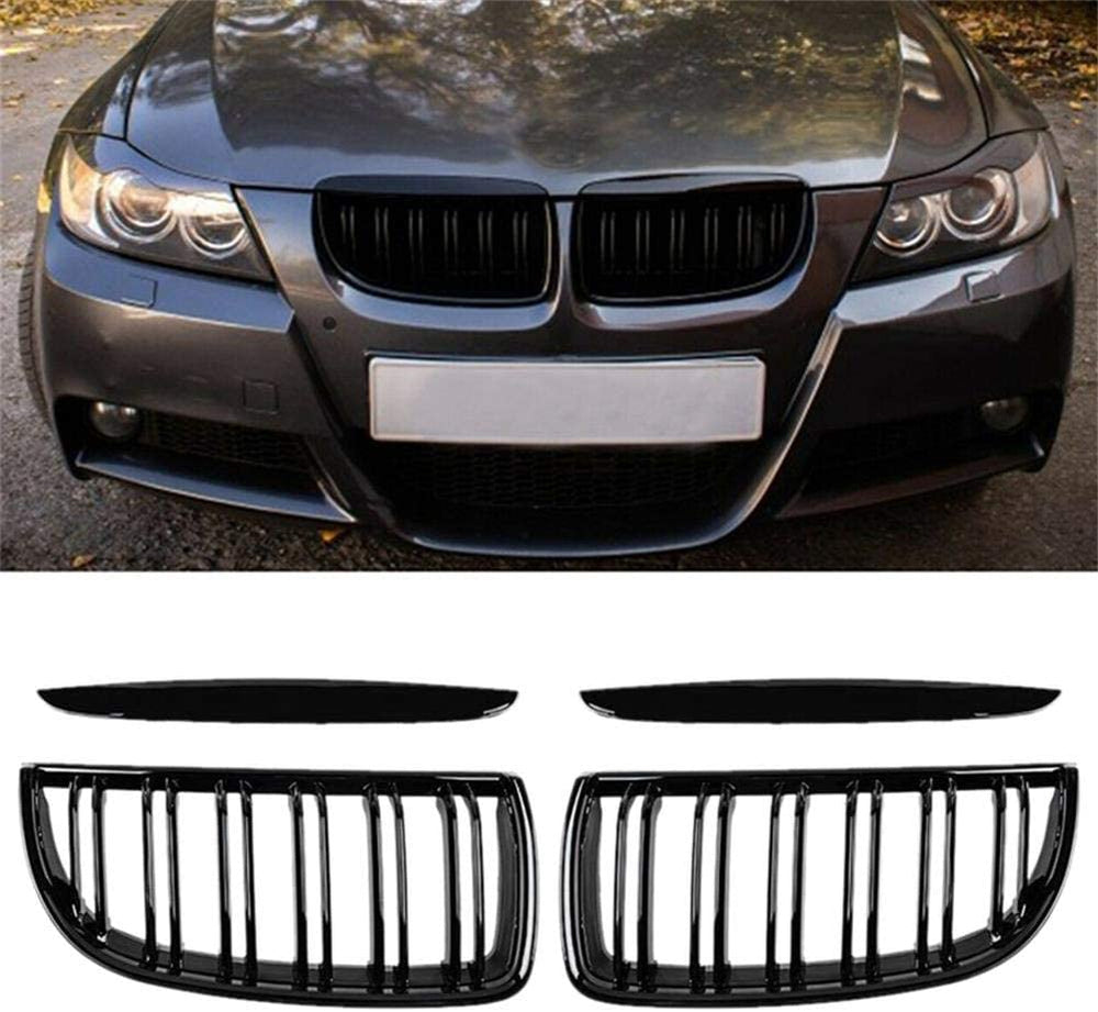 Radiateurgrill 1 Paar Auto Grille Gloss Black Dubbele 2 Slat Inlaat Radiateurgrill 1 Paar Auto Grille Gloss Black Dubbele 2 Slat Inlaat
