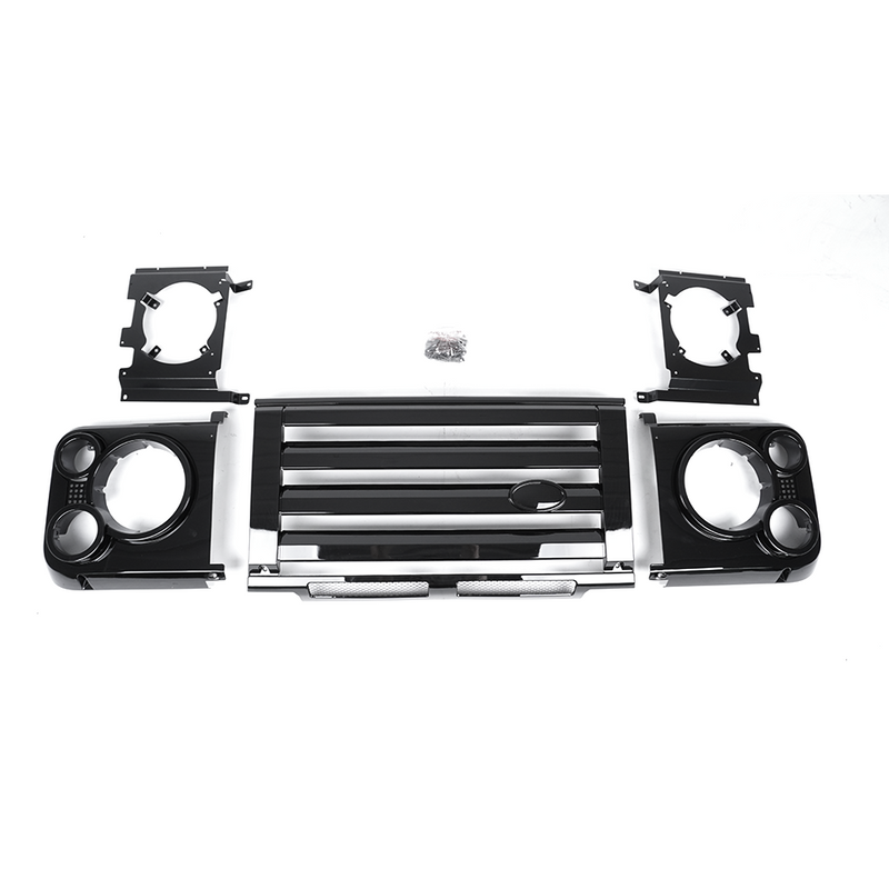 Land Rover Defender SVX Style Front Grille + Headlamp Cases Gloss Black