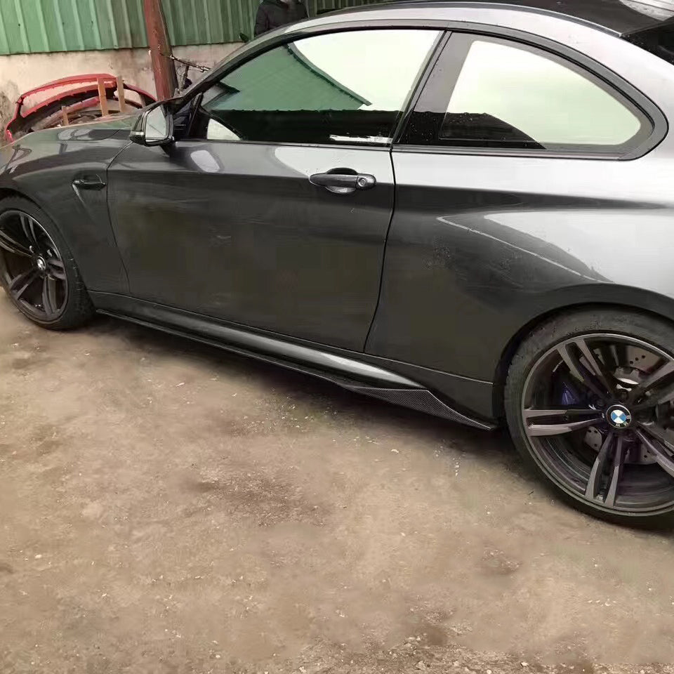 Carbon Look Side Skirt Extensions For BMW 2 Series F87 M2, F22, F23 – MP Style